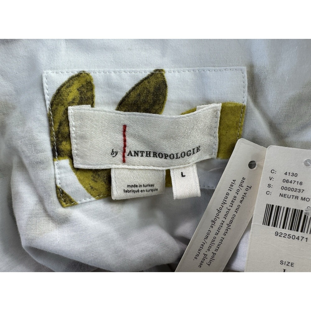Anthropologie Ruffle-Sleeve White Cotton Square-Neck Mini Dress‎ Size Large NEW - Picture 10 of 12